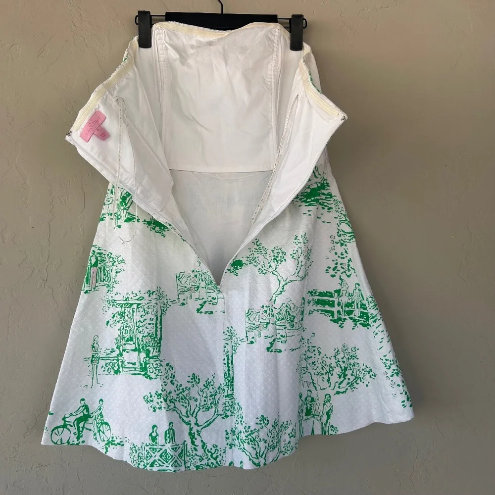 Lilly Pulitzer Amberly Resort White Spring Fever Toile Dress Size 8 Style 26873 - Picture 3 of 11